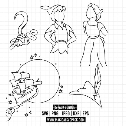 COD7014 - Peter pan's word bundle, Disney clipart Svg, Png, Eps, Dxf, Jpeg, vector.