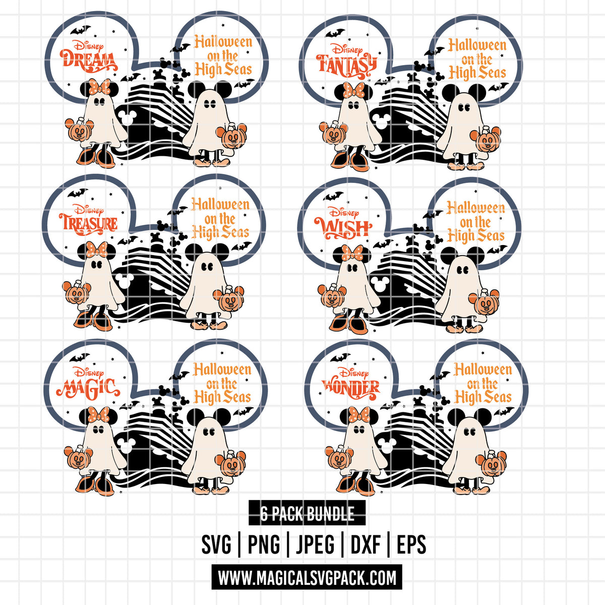 COD7019 - Disney Cruise Halloween Line Ship Logos bundle, Disney trips clipart Svg, Png, Eps, Dxf, Jpeg, vector.