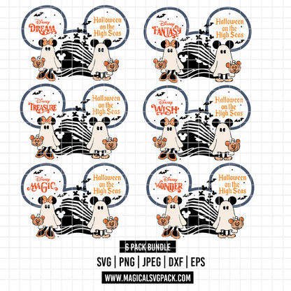 COD7019 - Disney Cruise Halloween Line Ship Logos bundle, Disney trips clipart Svg, Png, Eps, Dxf, Jpeg, vector.