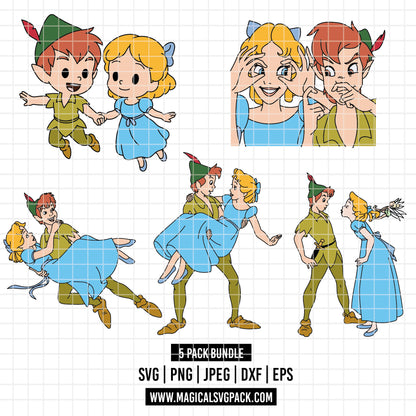 COD7023 - Peter pan & Wendy bundle, Disney clipart Svg, Png, Eps, Dxf, Jpeg, vector.