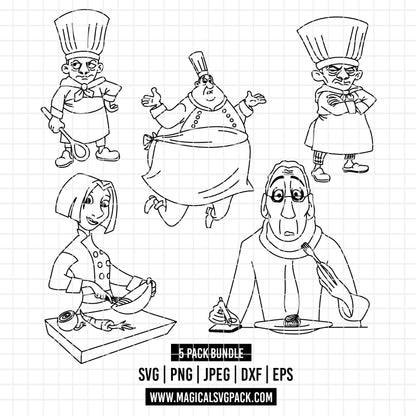 COD7026 - Ratatouille characters bundle line art, Disney clipart Svg, Png, Eps, Dxf, Jpeg, vector.