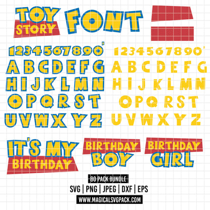 COD7030 - Toy Story SVG PNG Bundle, Buzz Lightyear Woody Alphabet Font Letters Numbers, Custom Name logos Clipart | Cricut Instant Download