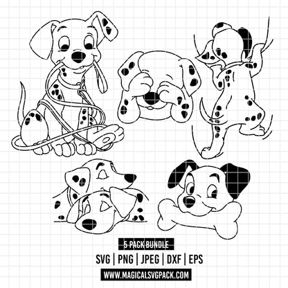 COD7032 - 101 Dalmatians bundle, Disney clipart Svg, Png, Eps, Dxf, Jpeg, vector.