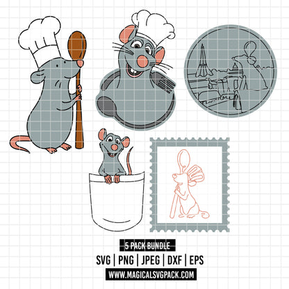 COD7135 - Remy bundle line art, Disney clipart Svg, Png, Eps, Dxf, Jpeg, vector.