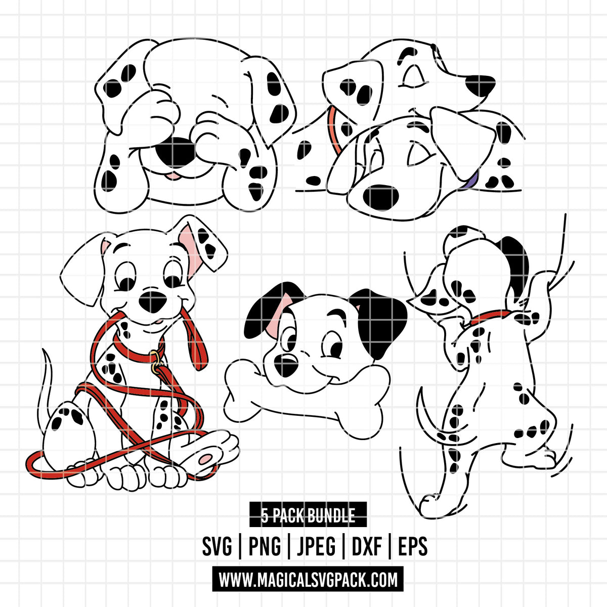 COD7136 - 101 Dalmatians bundle, Disney clipart Svg, Png, Eps, Dxf, Jpeg, vector.