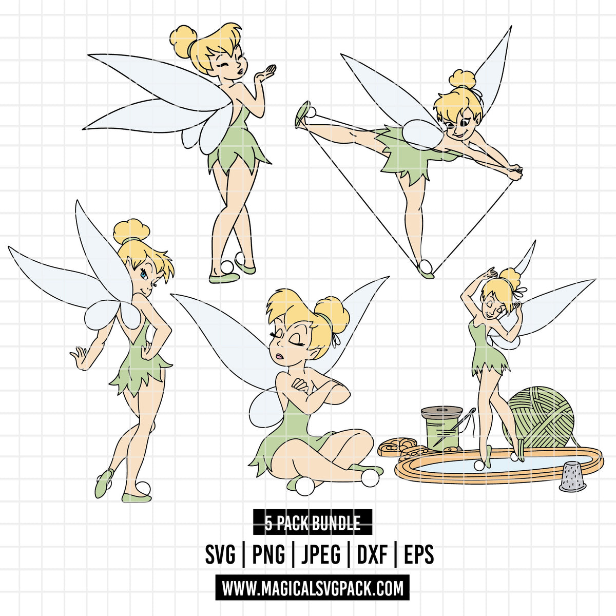 COD7138 - Tinker Bell bundle, Disney clipart Svg, Png, Eps, Dxf, Jpeg, vector.