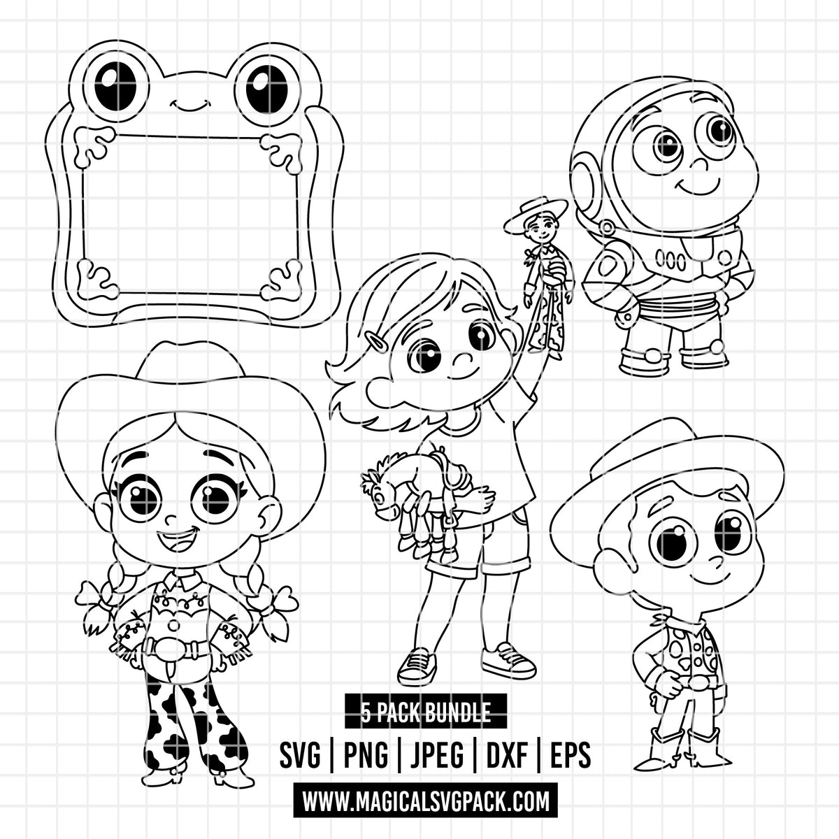 COD7157 - Toy story characters bundle line art, Disney clipart Svg, Png, Eps, Dxf, Jpeg, vector.