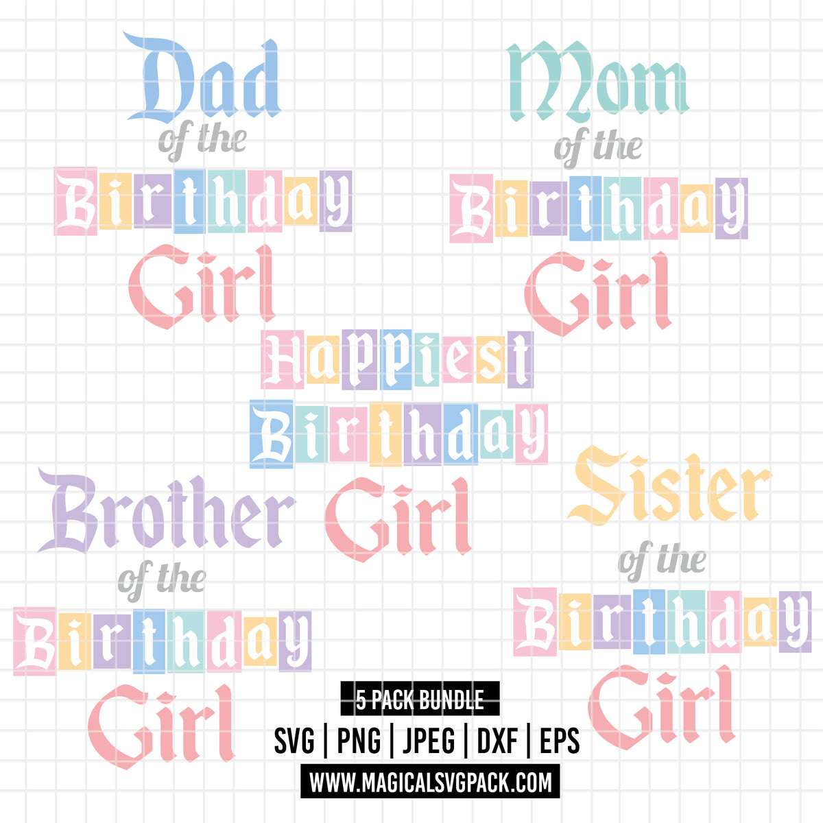COD7202 - Disney Birthday Squad bundle, Disney clipart Svg, Png, Eps, Dxf, Jpeg, vector.