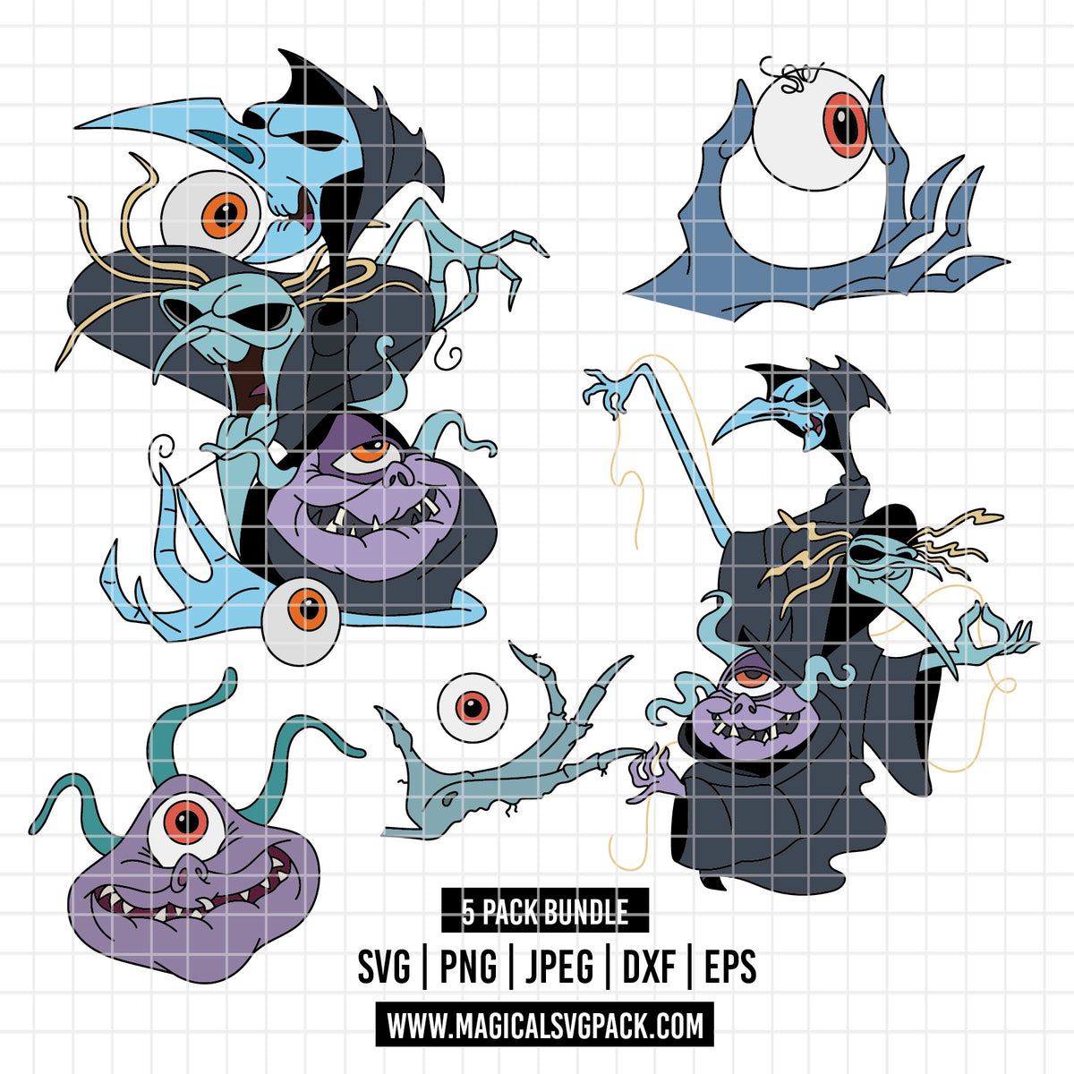 COD7203 - The Fates From Hercules bundle, Disney villains clipart Svg, Png, Eps, Dxf, Jpeg, vector.