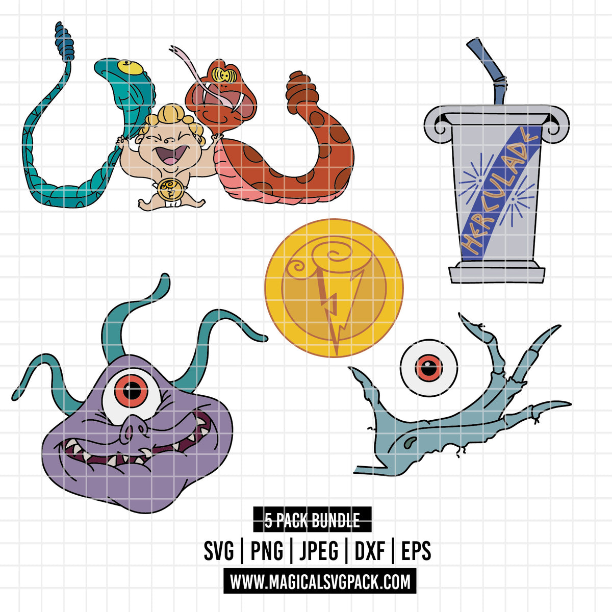COD7204 - Hercules Icons & The Fates bundle, Disney clipart Svg, Png, Eps, Dxf, Jpeg, vector.