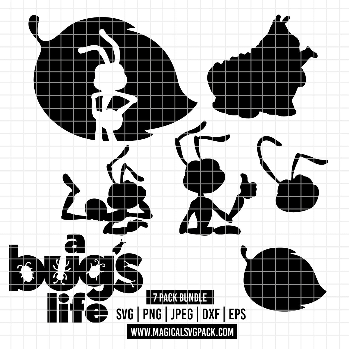 COD7223 - A Bug's Life Silhouettes bundle, Disney clipart Svg, Png, Eps, Dxf, Jpeg, vector.