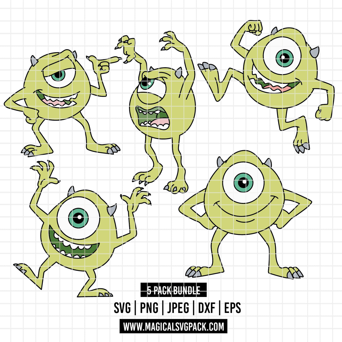 COD7224 - Mike Wasowski bundle, Disney clipart Svg, Png, Eps, Dxf, Jpeg, vector.
