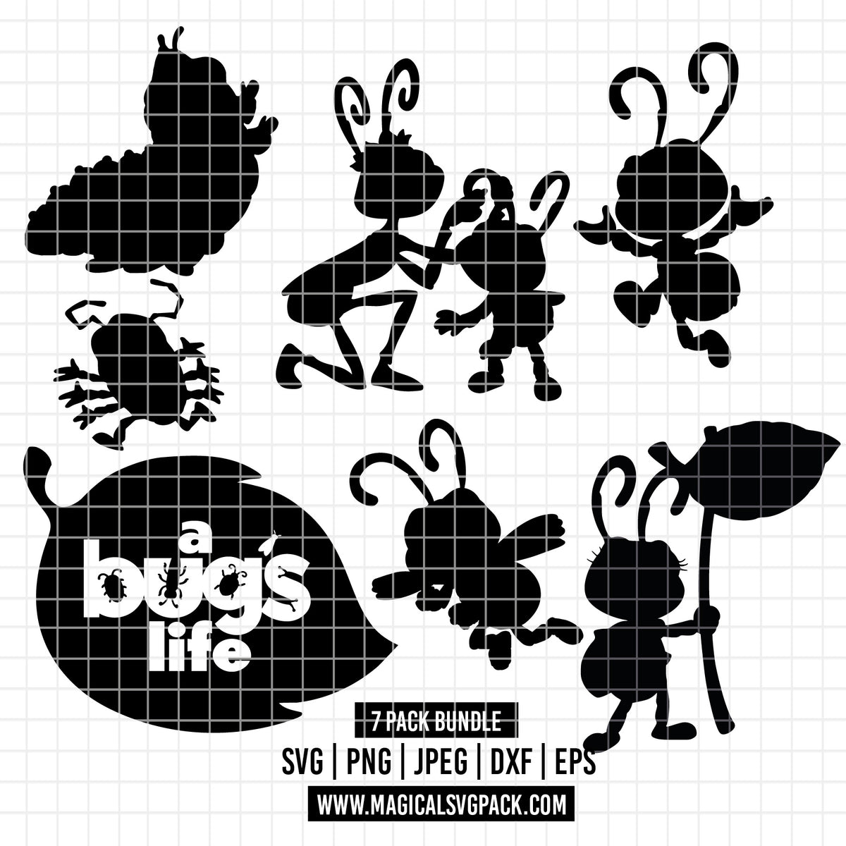COD7228 - A Bug's Life Silhouettes bundle, Disney clipart Svg, Png, Eps, Dxf, Jpeg, vector.