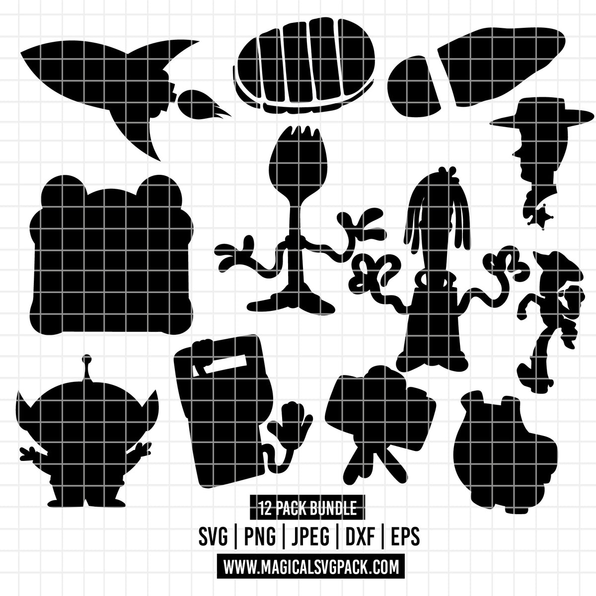COD7290 - Toy story Silhouettes bundle, Disney clipart Svg, Png, Eps, Dxf, Jpeg, vector.