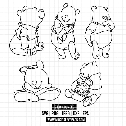 COD7297 - Winnie the Pooh bundle Doodles, Disney clipart Svg, Png, Eps, Dxf, Jpeg, vector.
