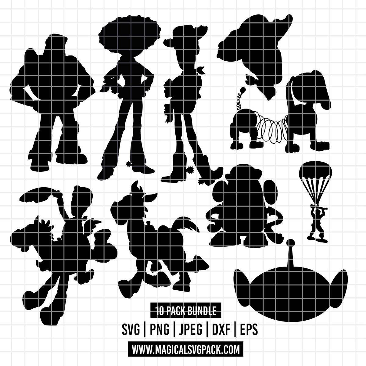 COD7300 - Toy story Silhouettes bundle, Disney clipart Svg, Png, Eps, Dxf, Jpeg, vector.