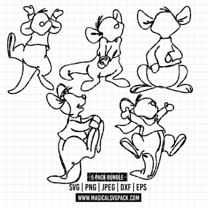 COD7310 - Roo & Kanga bundle Doodles, Disney clipart Svg, Png, Eps, Dxf, Jpeg, vector.