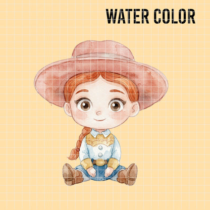 COD7318 - Little Jessie The Cowgirl PNG bundle Watercolor, Disney clipart.