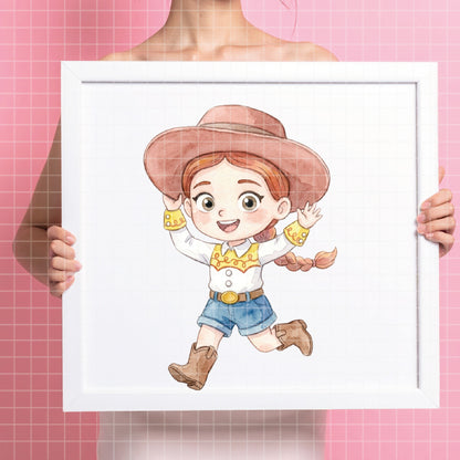 COD7318 - Little Jessie The Cowgirl PNG bundle Watercolor, Disney clipart.