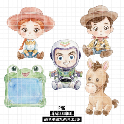 COD7319 - Little Toy Story characters PNG bundle Watercolor, Disney clipart.