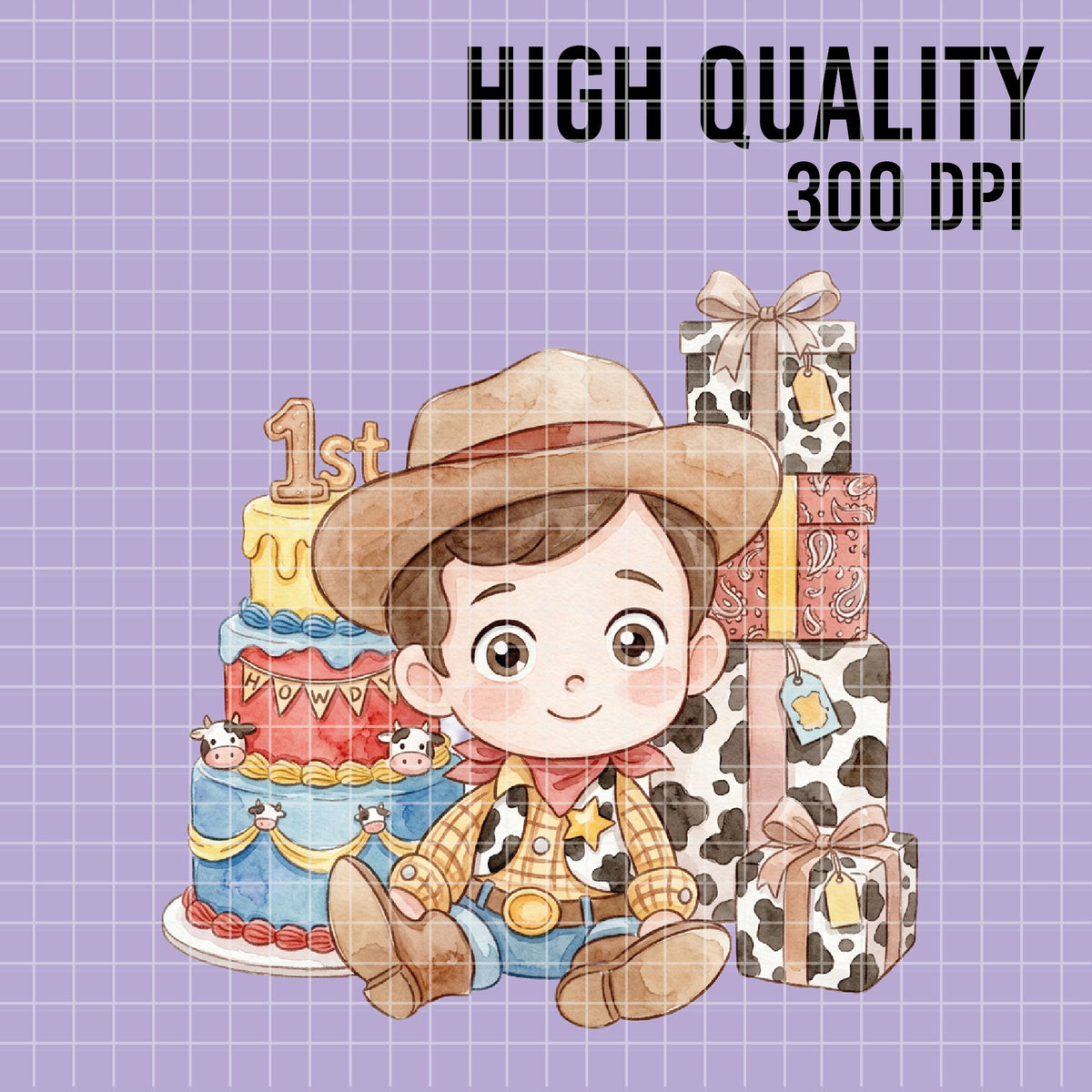 COD7320 - Littles Jessie & Woody Birthdays PNG bundle Watercolor, Disney clipart.