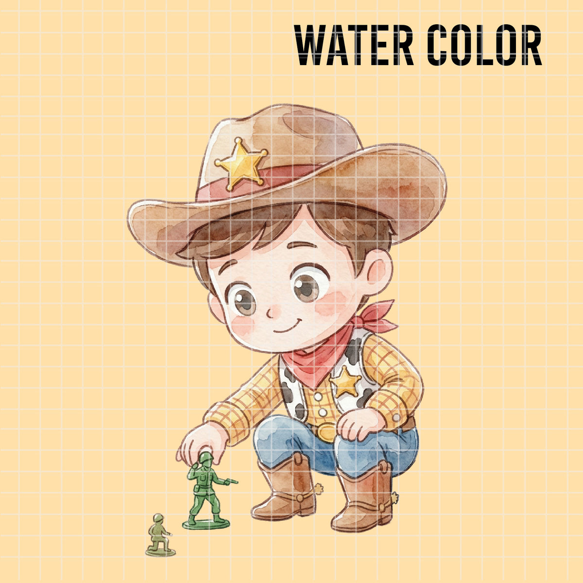 COD7321 - Little Sheriff Woody PNG bundle Watercolor, Disney clipart.