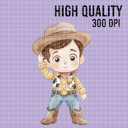 COD7321 - Little Sheriff Woody PNG bundle Watercolor, Disney clipart.