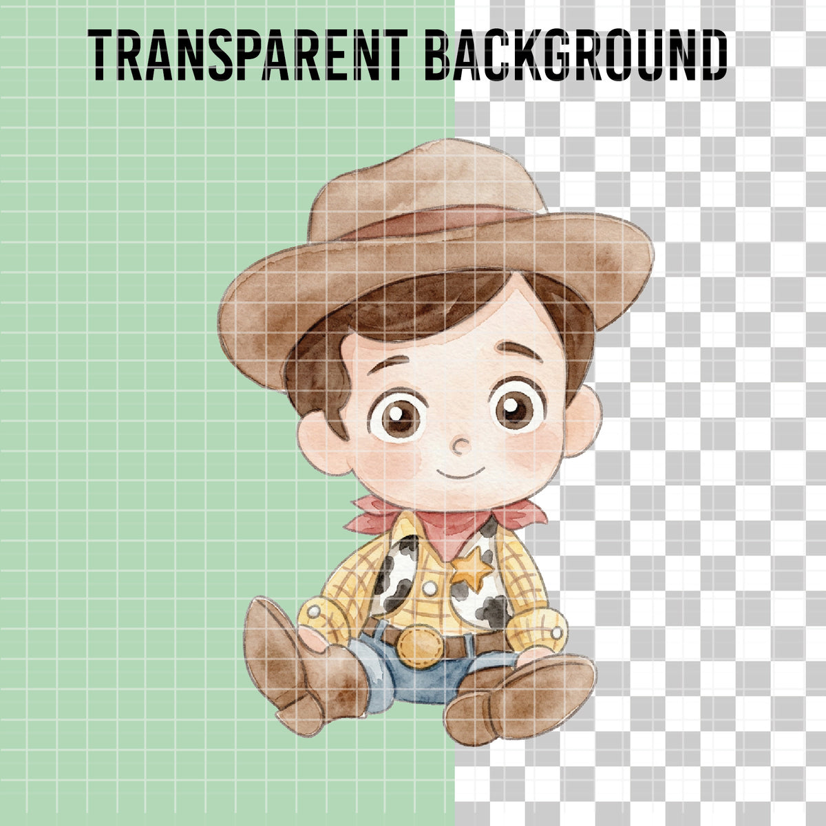 COD7321 - Little Sheriff Woody PNG bundle Watercolor, Disney clipart.