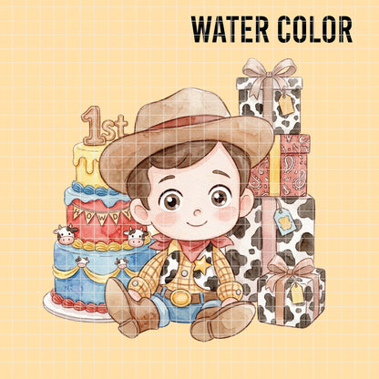 COD7322 - Little Sheriff Woody PNG bundle Watercolor, Disney clipart.