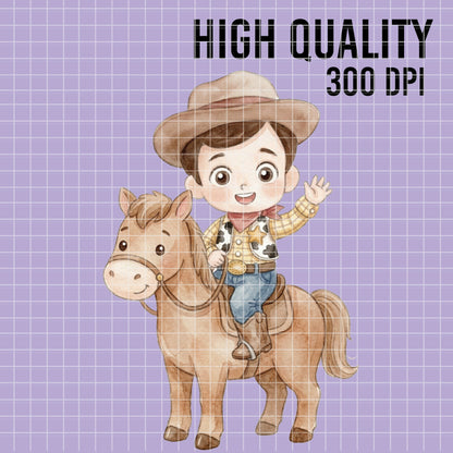 COD7322 - Little Sheriff Woody PNG bundle Watercolor, Disney clipart.
