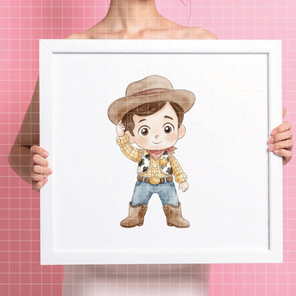 COD7322 - Little Sheriff Woody PNG bundle Watercolor, Disney clipart.