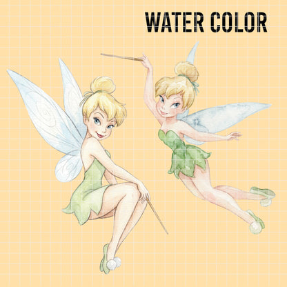 COD7323 - Tinker Bell PNG bundle Watercolor, Disney clipart.