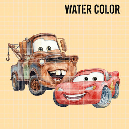 COD7324 - Cars Birthdays PNG bundle Watercolor, Disney clipart.