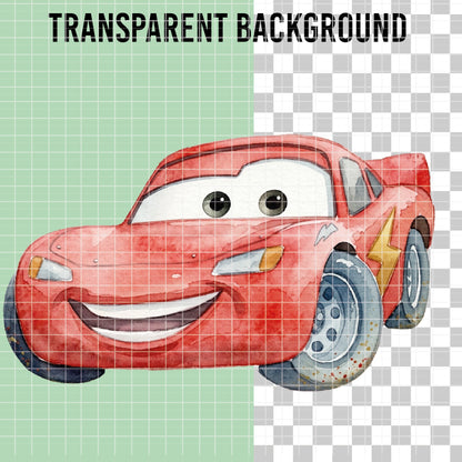 COD7324 - Cars Birthdays PNG bundle Watercolor, Disney clipart.
