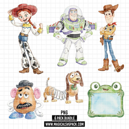 COD7325 - Toy Story characters PNG bundle Watercolor, Disney clipart.