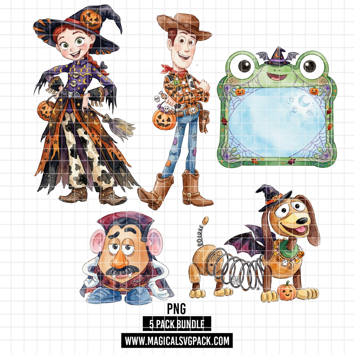 COD7326 - Toy Story Halloween PNG bundle Watercolor, Disney clipart.