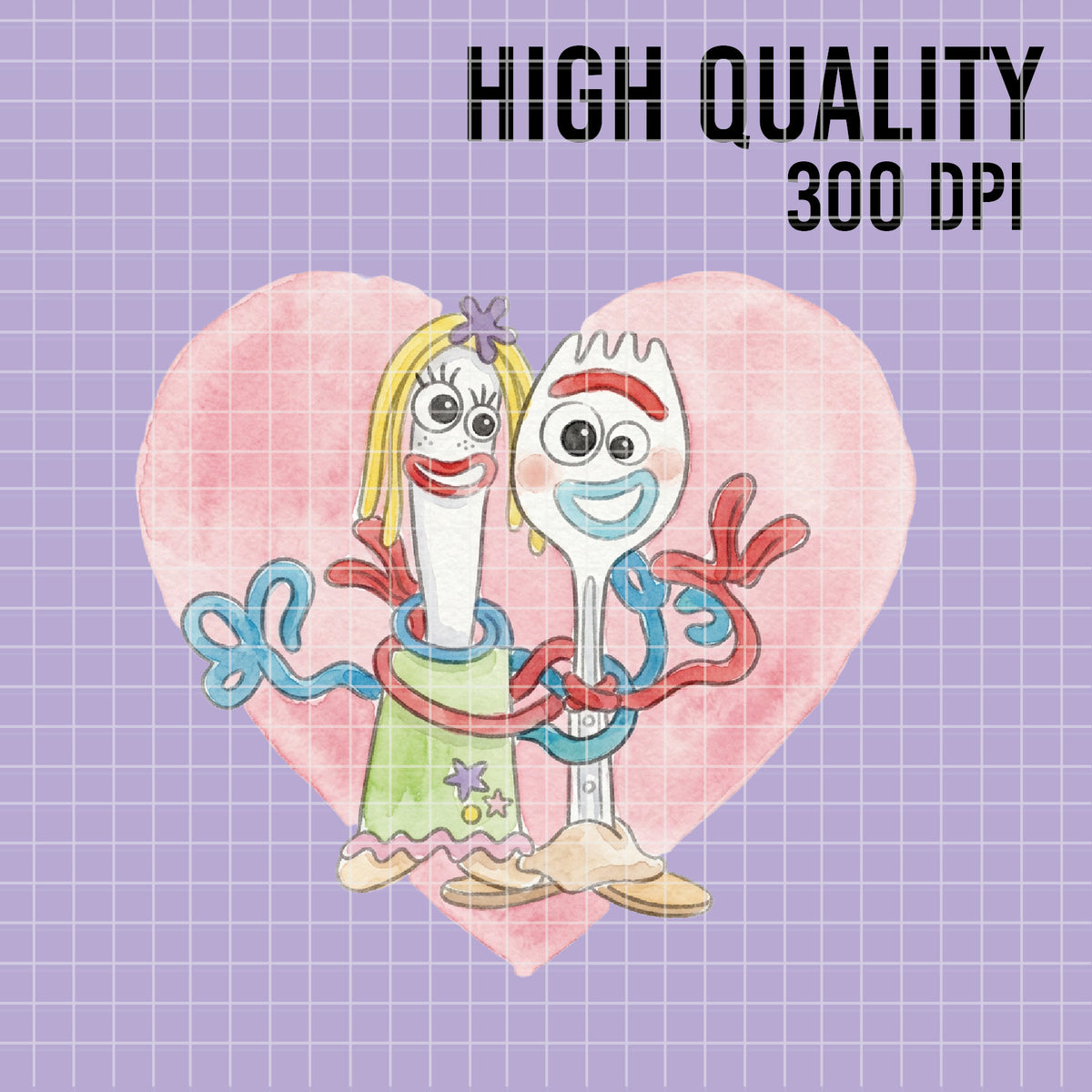 COD7327 - Forky & Knifey PNG bundle Watercolor, Disney clipart.