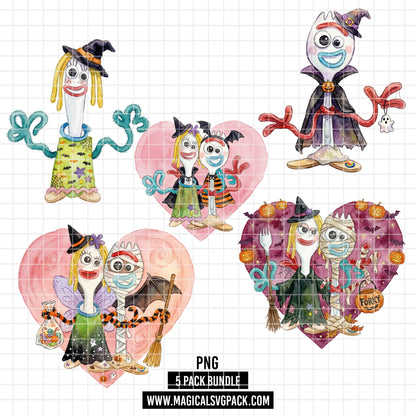 COD7328 - Forky & Knifey Halloween PNG bundle Watercolor, Disney clipart.