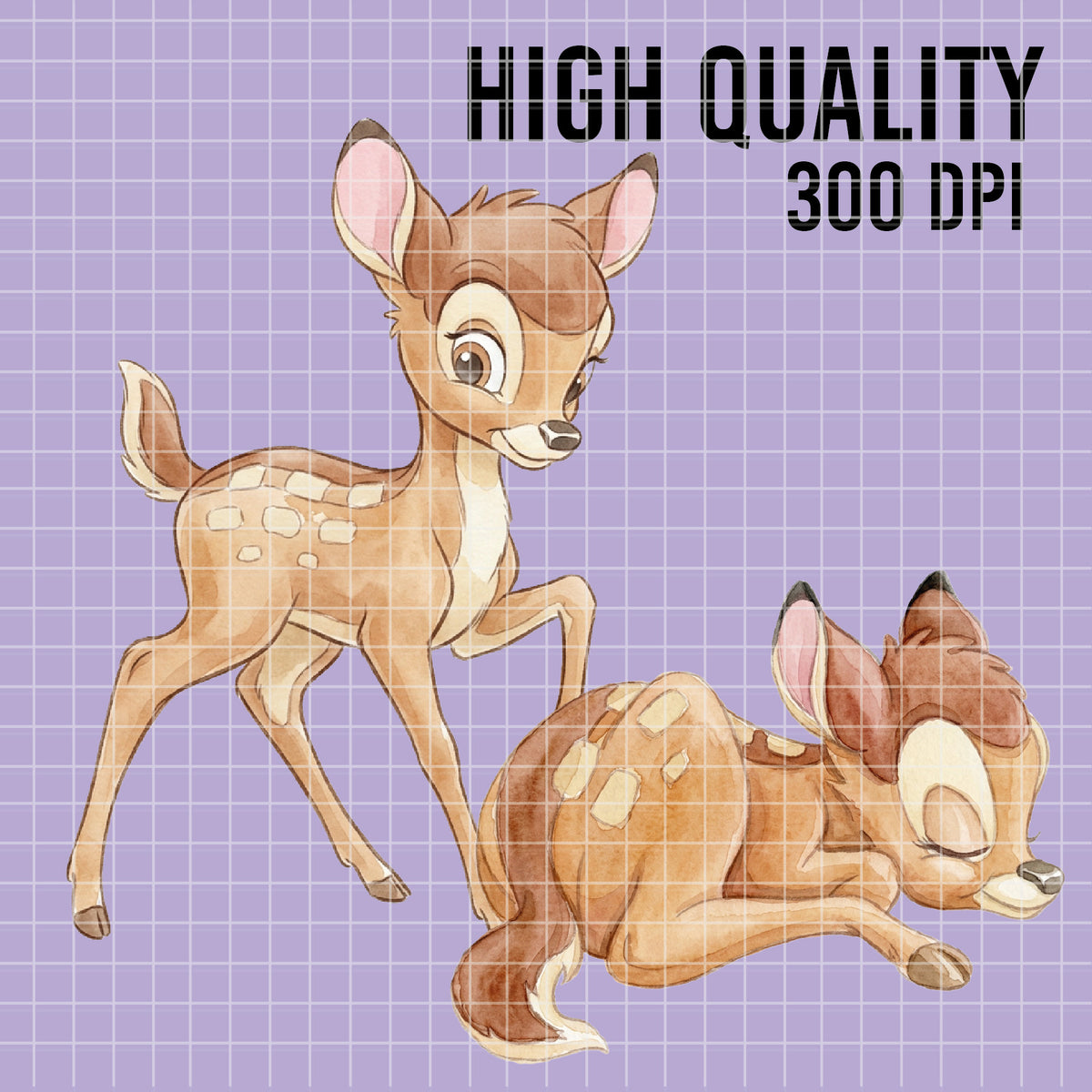COD7329 - Little Bambi PNG bundle Watercolor, Disney clipart.
