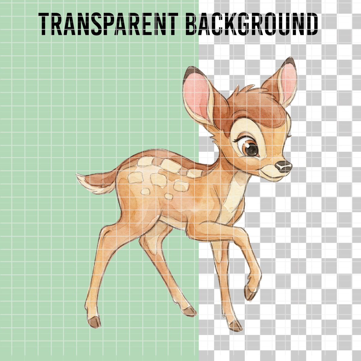 COD7329 - Little Bambi PNG bundle Watercolor, Disney clipart.