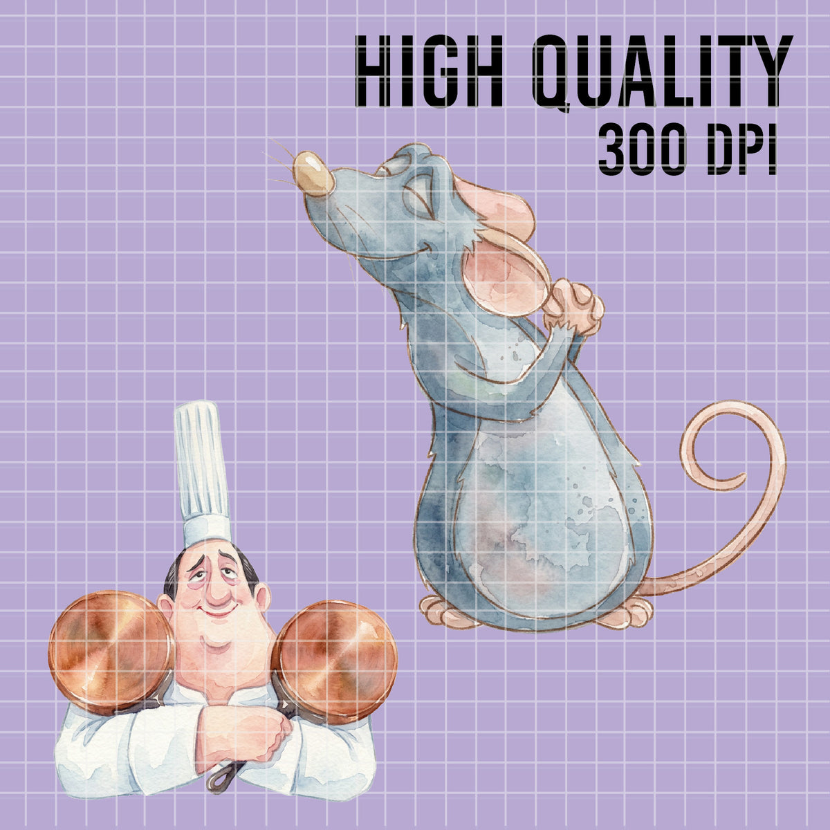 COD7330 - Ratatouille PNG bundle Watercolor, Disney clipart.