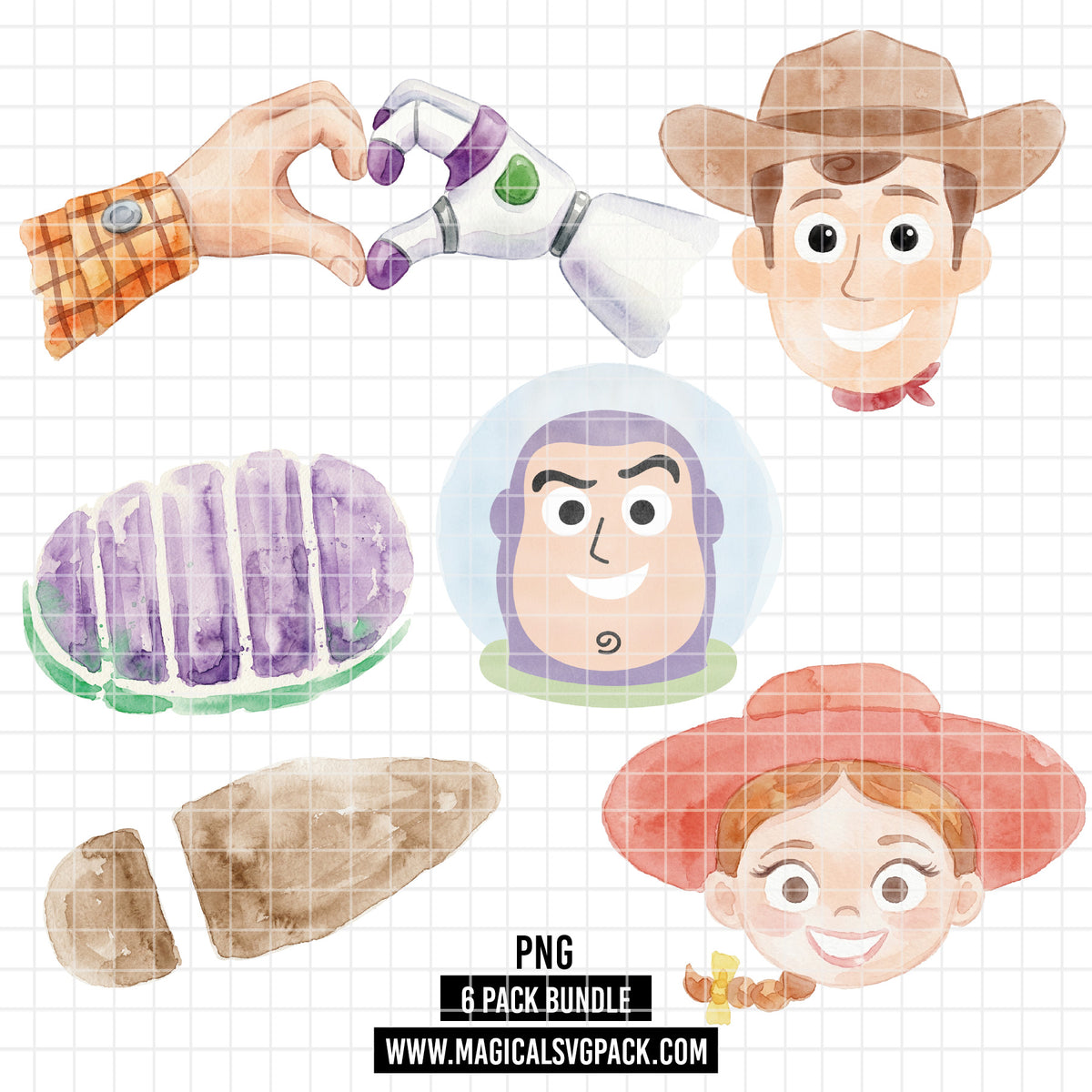 COD7334 - Toy Story characters PNG bundle Watercolor, Disney clipart.