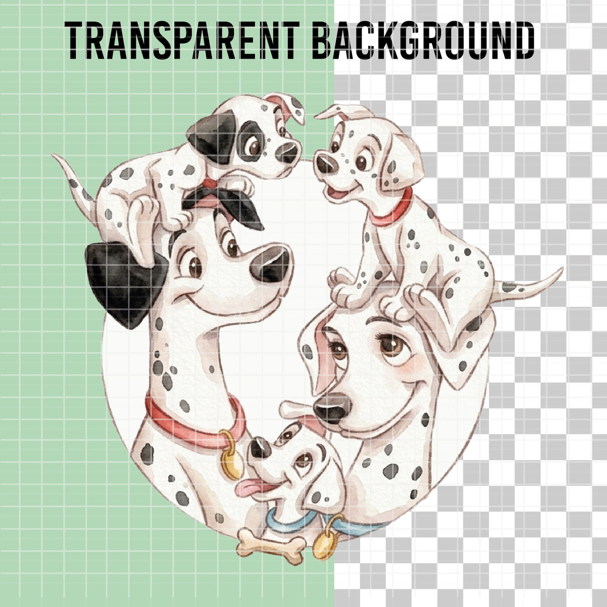 COD7335 - 101 Dalmatians PNG bundle Watercolor, Disney clipart.