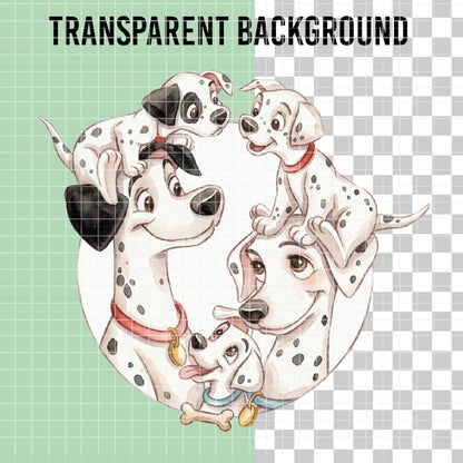 COD7335 - 101 Dalmatians PNG bundle Watercolor, Disney clipart.