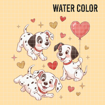 COD7336 - 101 Dalmatians PNG bundle Watercolor, Disney clipart.