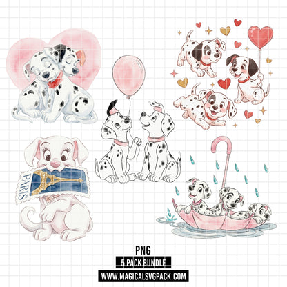 COD7336 - 101 Dalmatians PNG bundle Watercolor, Disney clipart.