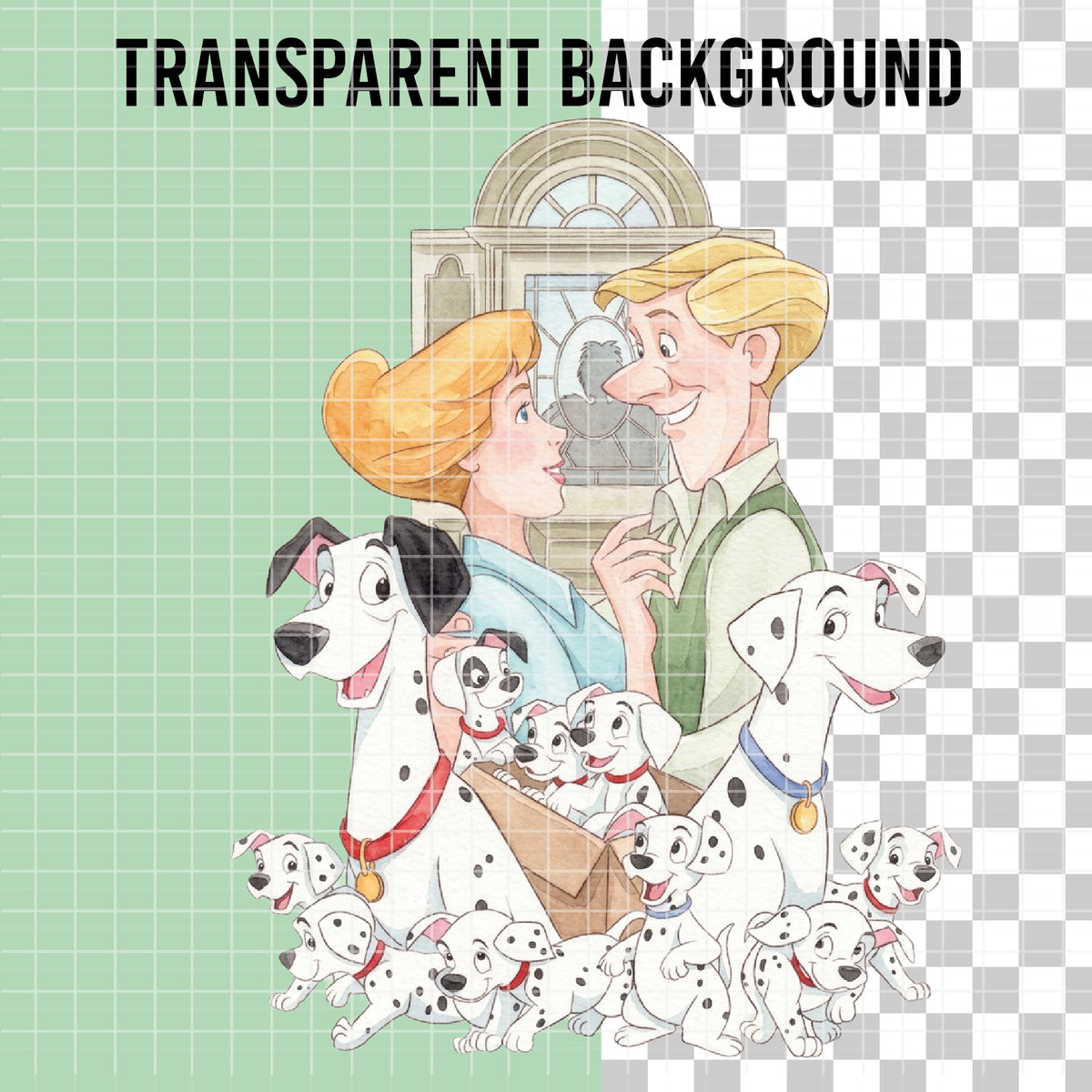 COD7338 - 101 Dalmatians PNG bundle Watercolor, Disney clipart.