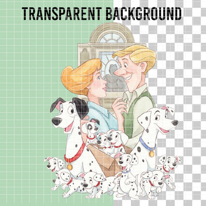 COD7338 - 101 Dalmatians PNG bundle Watercolor, Disney clipart.