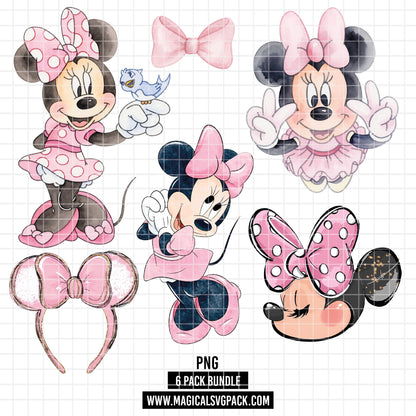COD7340 - Minnie PNG bundle Watercolor, Disney clipart.