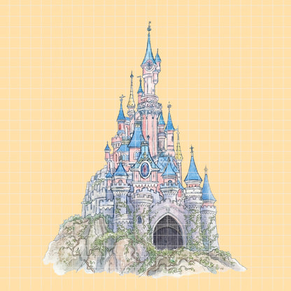 COD7344 - Disney Castle PNG bundle Watercolor, Disney clipart.